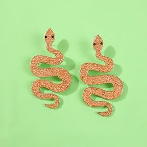 Rhinestone Three-dimensional Snake-shaped Earrings